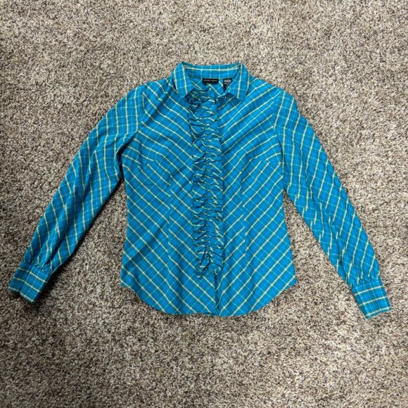 New York & Company Tops - NY&Co Shirt Button Down Ruffle Long Sleeve: NWOT: Women's Size M - 1847